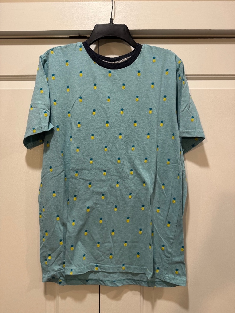 Free Planet Aqua Blue Pineapple Print Short Sleeve Tee
